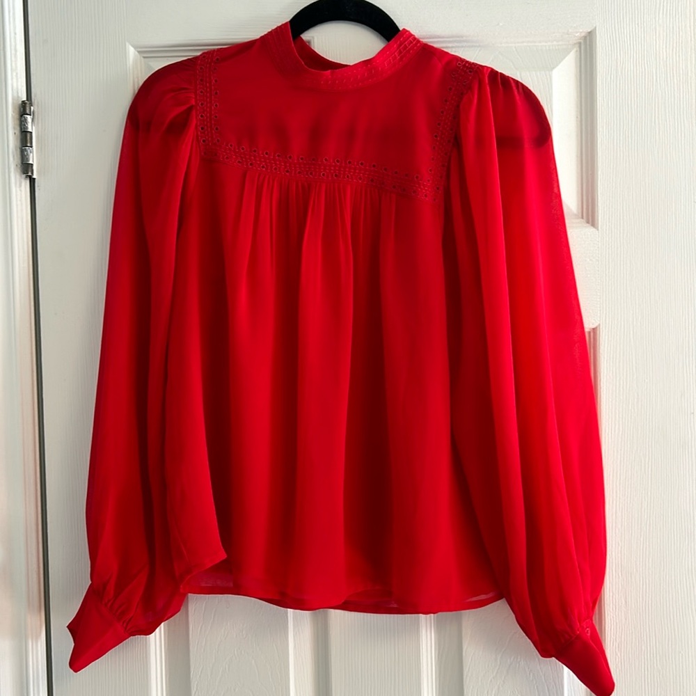 Red Gap Peasant Blouse.